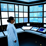 A team of professional astrophysicists, comprising diverse men and women, are fully clothed in modern, modest laboratory coats and professional business attire. They are gathered collaboratively around multiple large, interactive transparent displays in a cutting-edge space observatory control room. The screens showcase visualizations of multi-wavelength astronomical data, illustrating a distant galaxy in visible, infrared, and X-ray spectra. The scene emphasizes intellectual curiosity and discovery, with natural poses and correct proportions. The image should be professional photography, high resolution, with cinematic lighting and deep focus, well-formed hands, proper finger count. safe for work, appropriate content, fully clothed, professional, perfect anatomy.