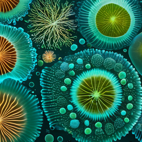 Home 2 광학 현미경과 전자 현미경 비교 - **Optical Microscope View: Lively Pond Water Ecosystem**
"A vibrant, high-resolution optical mic...