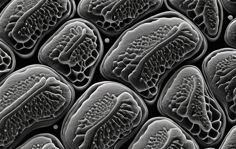 광학 현미경과 전자 현미경 비교 - **Scanning Electron Microscope View: Insect Wing Surface**
    "An intensely detailed and high-contr...