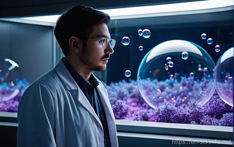 다중 우주 이론의 가능성 - **Prompt: Glimpses of Alternate Selves Through a Cosmic Looking Glass**
    A young adult, gender-ne...