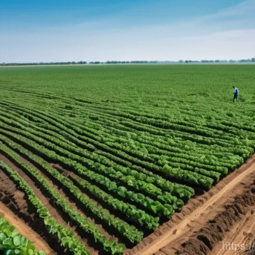 지구 관측 위성과 환경 모니터링 - **Prompt for Agriculture (Precision Farming):**
    "A wide, sun-drenched agricultural field under a...