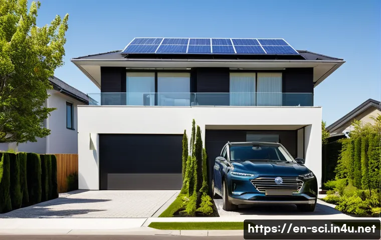 태양광 발전과 고효율 패널 - **Prompt 1: "Sleek Suburban Solar Power"**
    A bright, wide-angle shot of a modern, two-story subu...