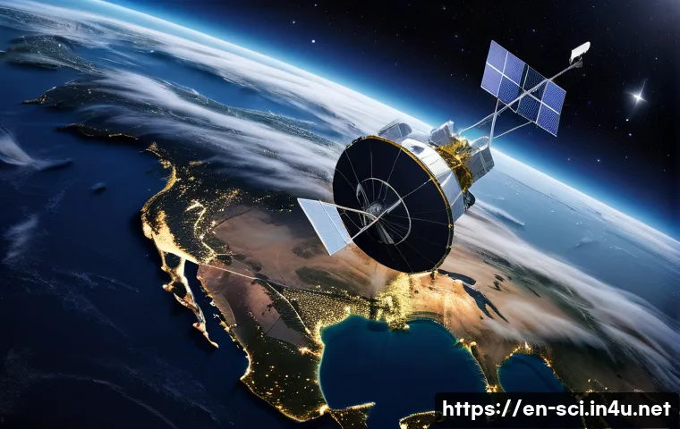 위성 통신과 스타링크 프로젝트 - A detailed, realistic illustration of a Low Earth Orbit (LEO) satellite constellation orbiting Earth...