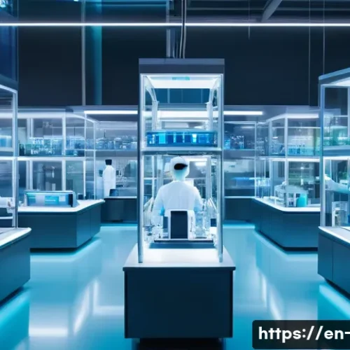 Home 33 생명공학과 유전자 편집 기술 - A futuristic medical laboratory scene showing diverse scientists in lab coats working with advanced ...